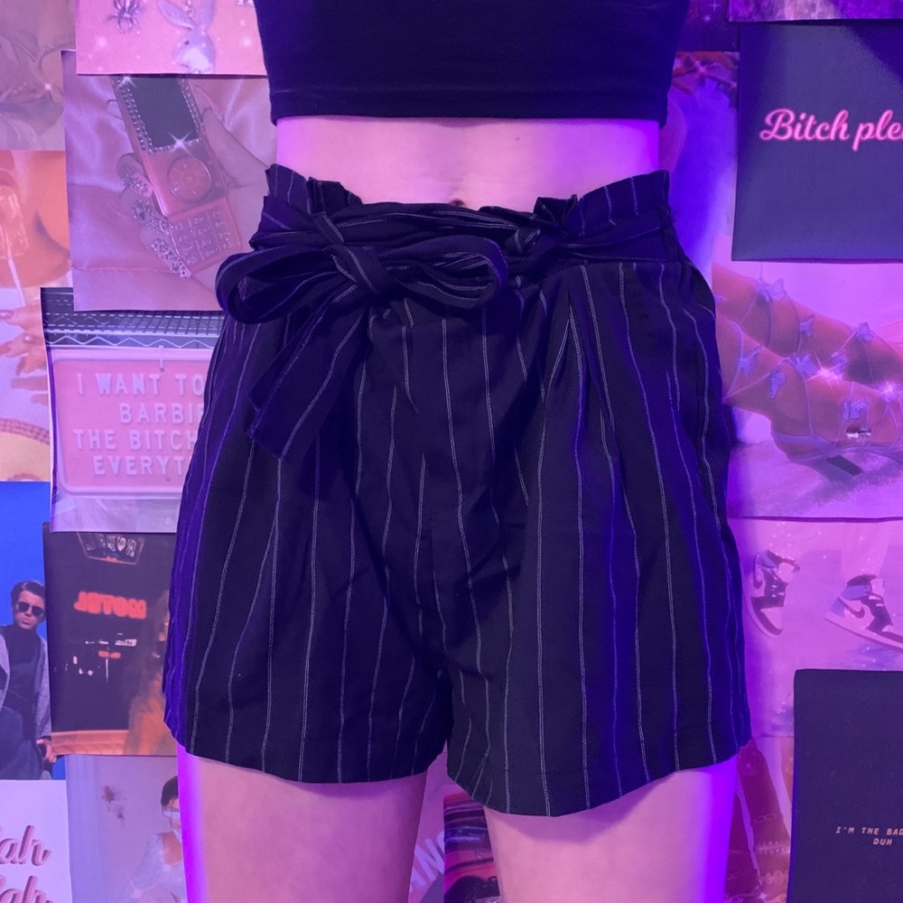 striped paperbag shorts